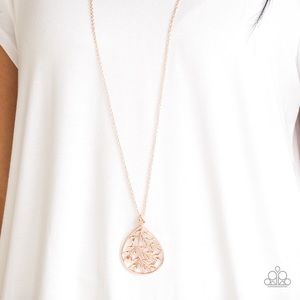 Paparazzi long rose gold necklace